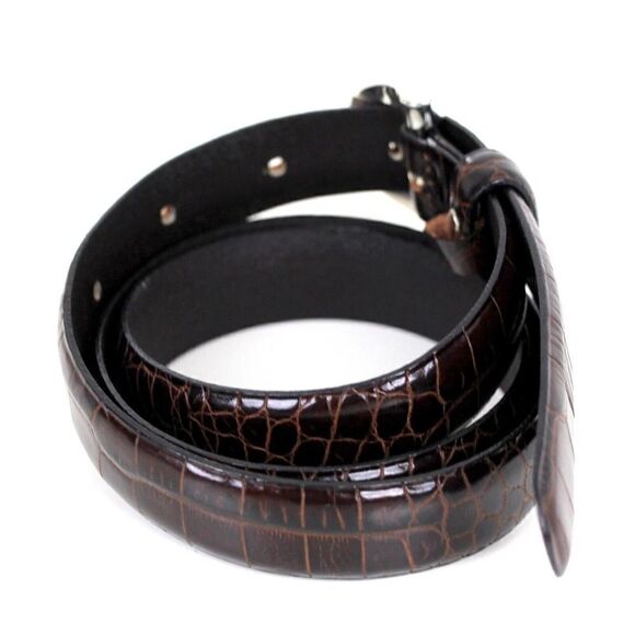 Ann Taylor CROCO BROWN GENUINE LEATHER 3/4"Wd DRESS WOMEN'S BELT Sz M (T11 - Picture 5 of 14